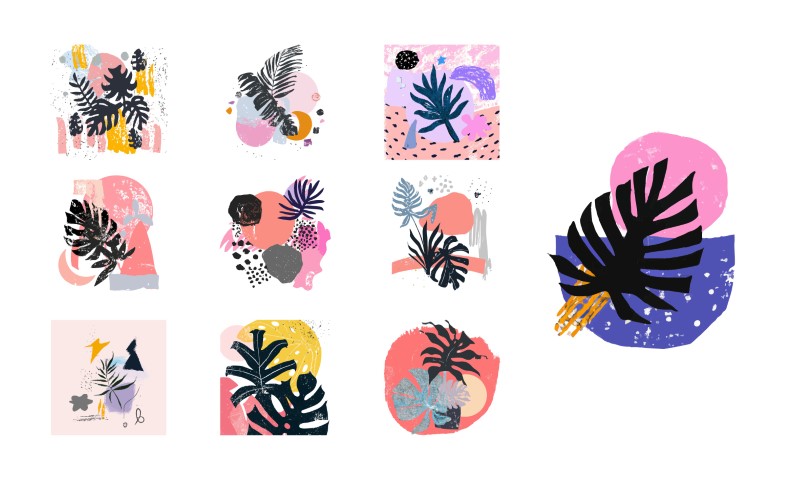 Scandinavian hand drawn artwork. Vector.
